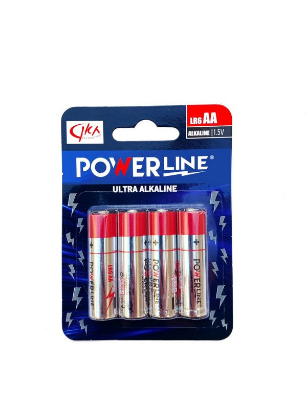 סט 4 סוללות אלקליין AA ארוז רביעיה בבליסטר POWER LINE