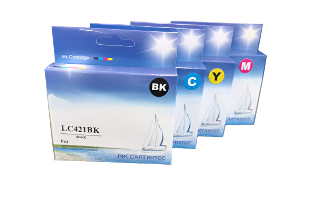 مجموعة خراطيش الحبر المتوافقة من 4 قطع BROTHER LC421