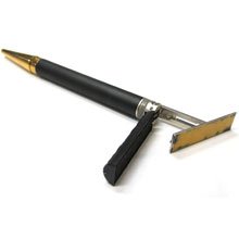 חותמת עט שחורה עם תפס מוזהב