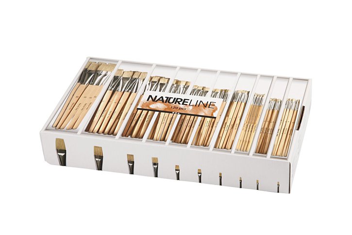 סט 120 מכחולים שטוחים ,גדלים 00-22 Nature Line