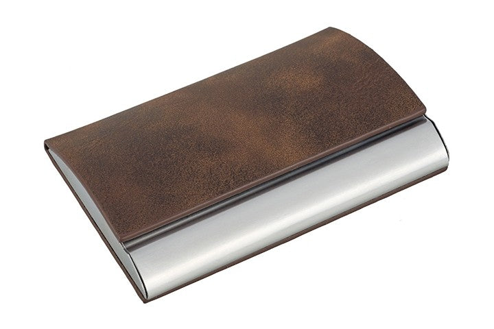 מארז כרטיסי ביקור דמוי עור בשילוב מתכת