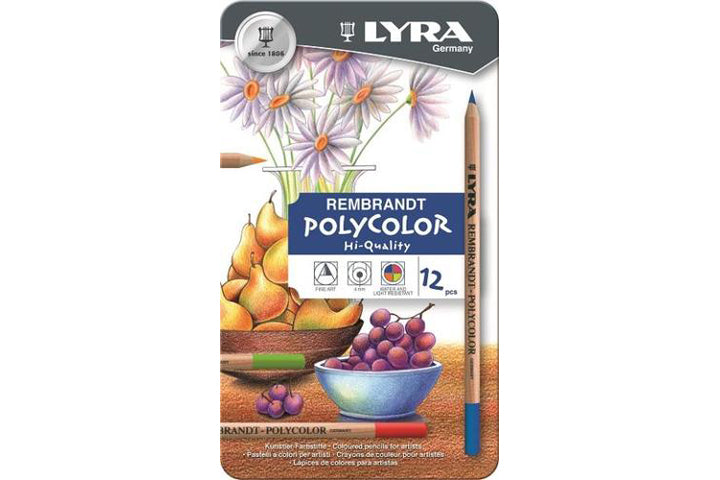 סט 12 עפרונות ליירה רמברנדט פוליקולור בקופסת פח