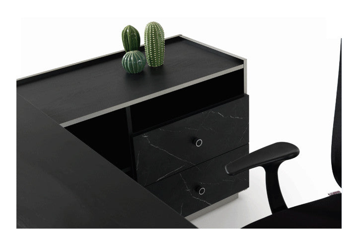 שולחן עבודה TORONTO צבע BLACK REGISTER כולל הרחבה 225 ס``מ שלוחה צד ימין