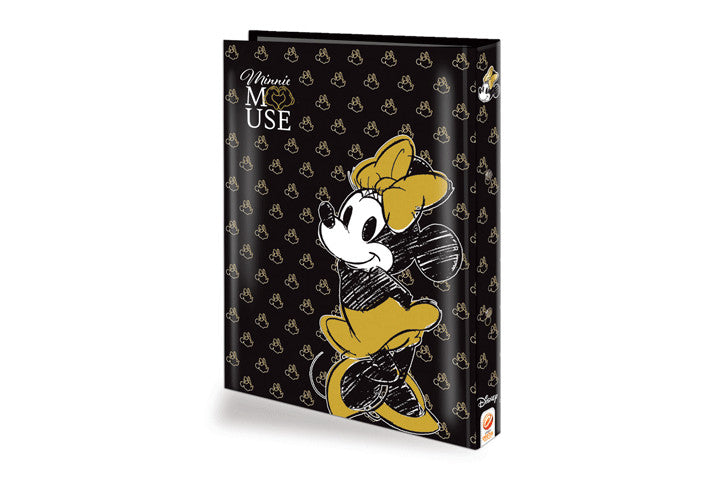 קלסר פוליו קרטון משודרג גב 4 -מיני שחור זהב