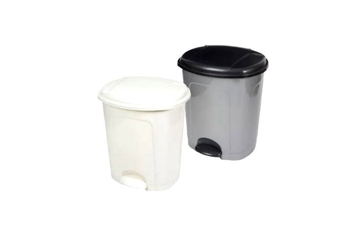 פח דוושה 30 ליטר אובלי אפור + מכסה שחור