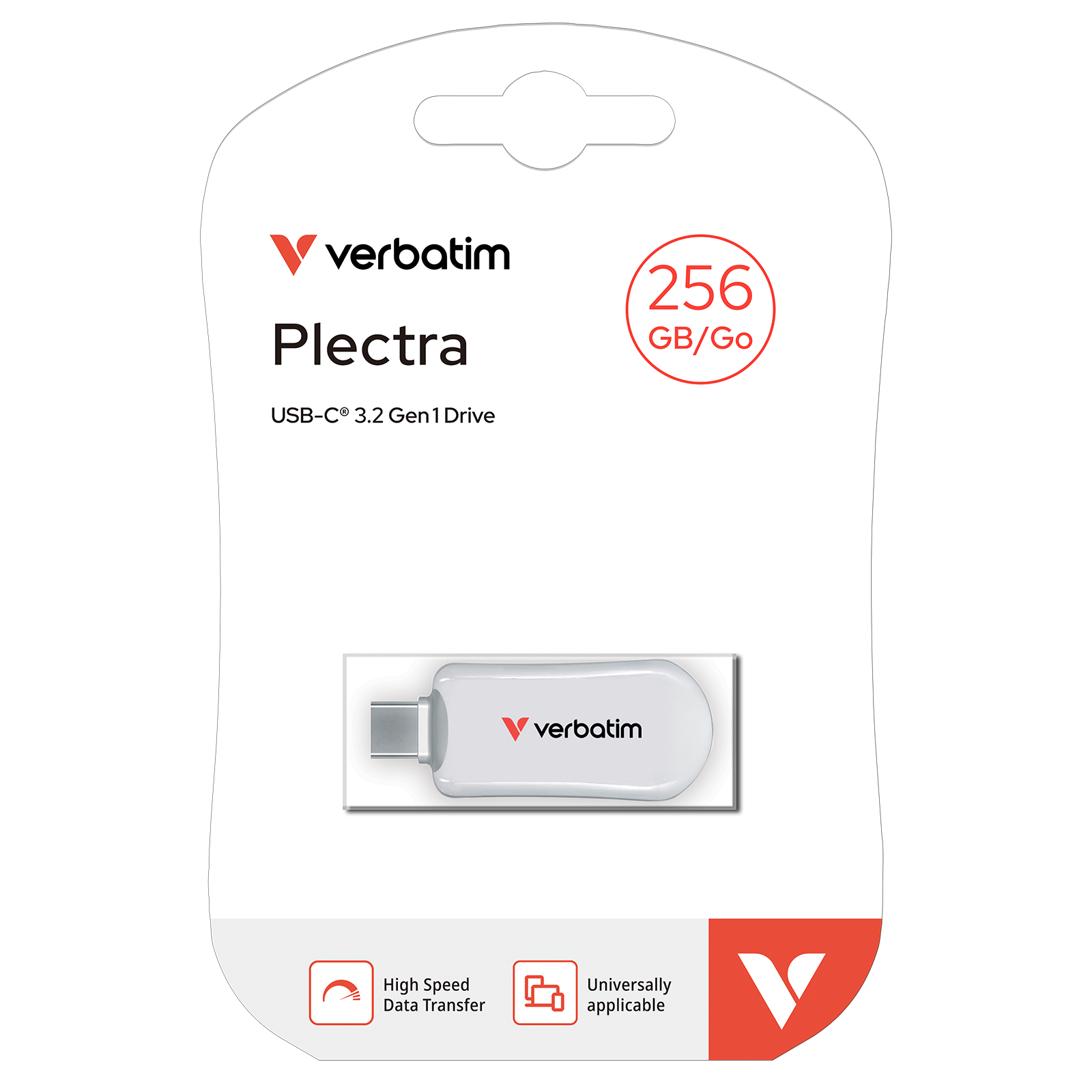 דיסק און קיי Verbatim Plectra USB-C 256GB - צבע לבן