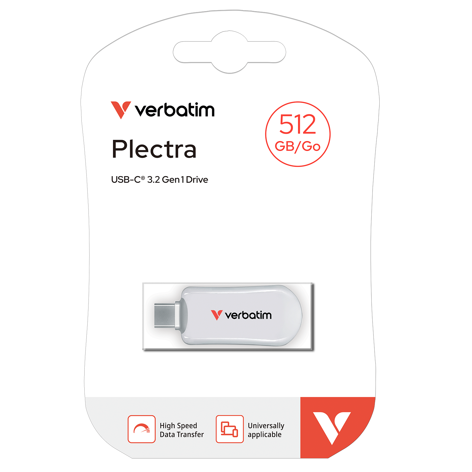 דיסק און קיי Verbatim Plectra USB-C 512GB - צבע לבן