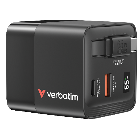 מטען קיר GaN 65W 2 יציאות עם כבל נשלף 65W