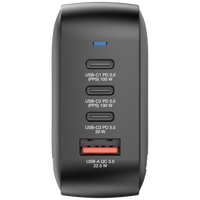 מטען קיר 100W עם 3 יציאות USB-C ויציאת USB-A לטעינה מהירה GaN מבית Verbatim