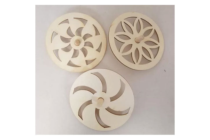 قمة دوارة خشبية مصممة للصناعات اليدوية - قطرها حوالي 9.5 سم