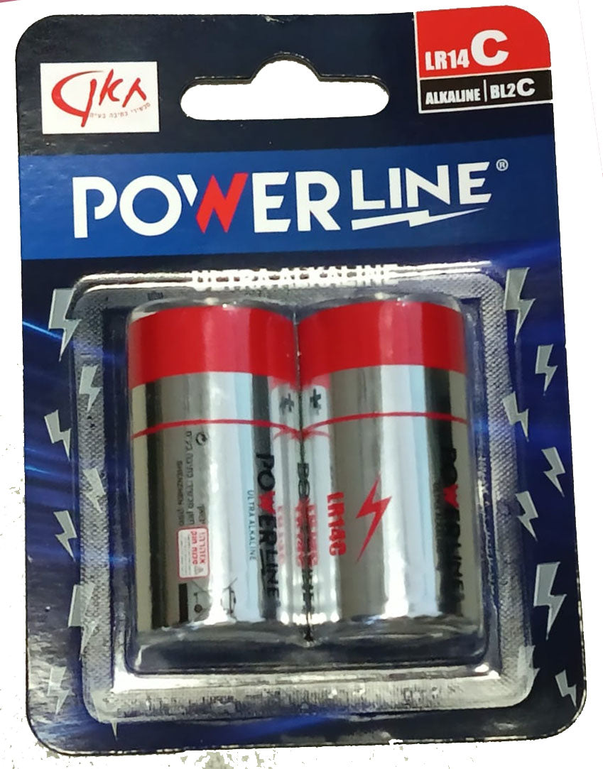 סט 2 סוללות אלקליין POWER-LINE -בינוני C
