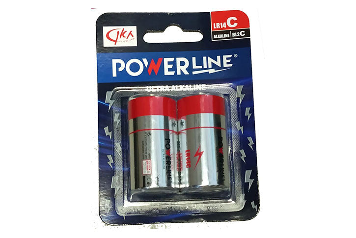 مجموعة من بطاريتين قلويتين من POWER-LINE - متوسطة C