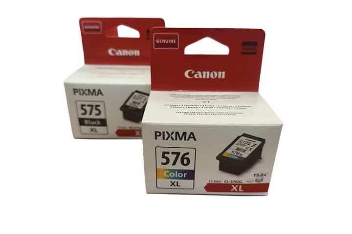 זוג ראשי דיו גדולים קנון מקורי pg-575XL + cl576XL