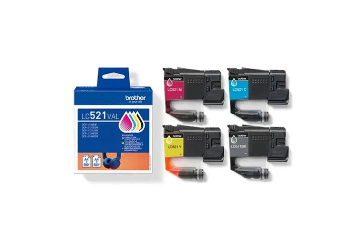 Set of 4 original BROTHER LC521 ink cartridges - Combo pack