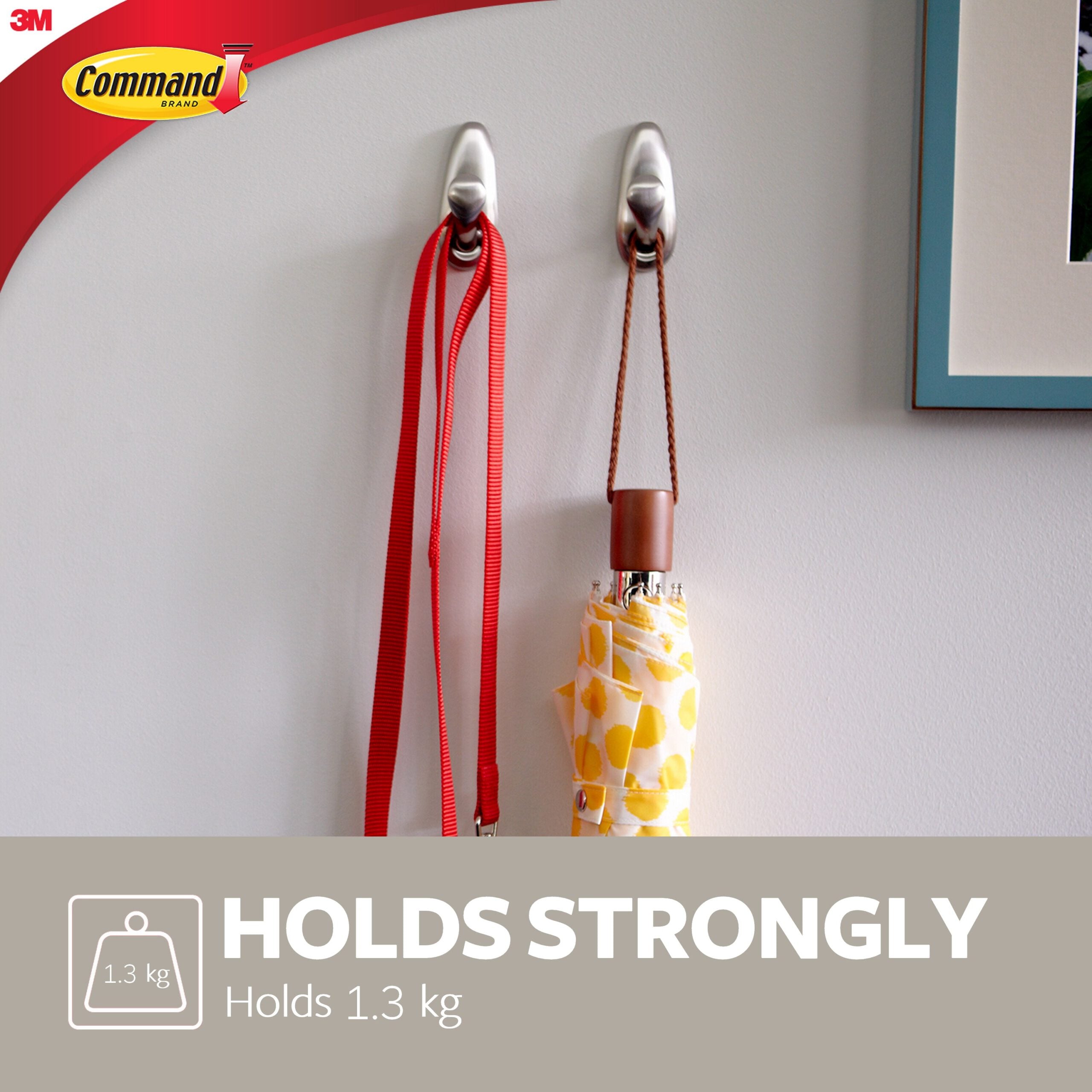 מתלה דביק – ניקל מוברש Command™ מבית 3M