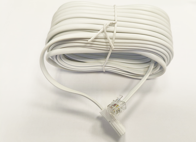 Israeli-American Bezeq telephone cord - 10 meters white