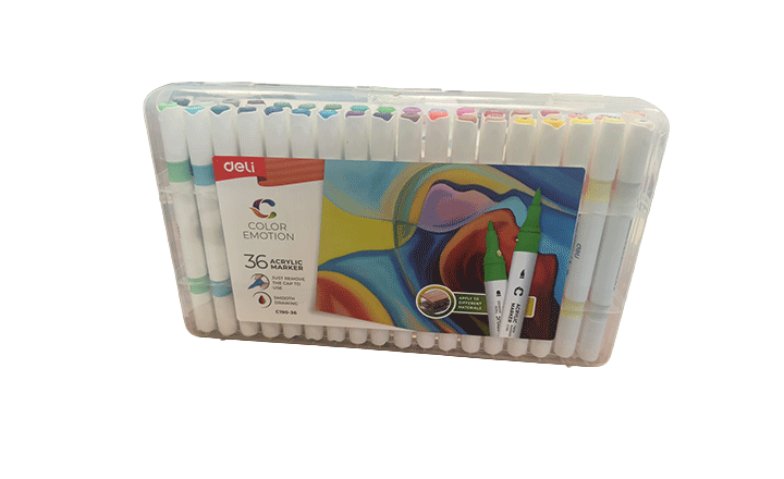 דו צדדי סט 36 טושי אקריליק DELI