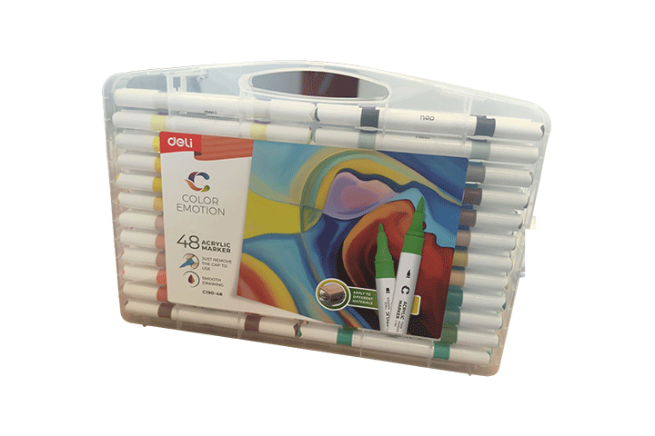 דו צדדי סט 48 טושי אקריליק DELI