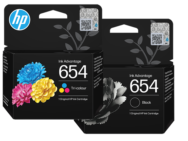 זוג ראשי דיו שחור וצבע HP 654 7FP38UE / 7FP39UE