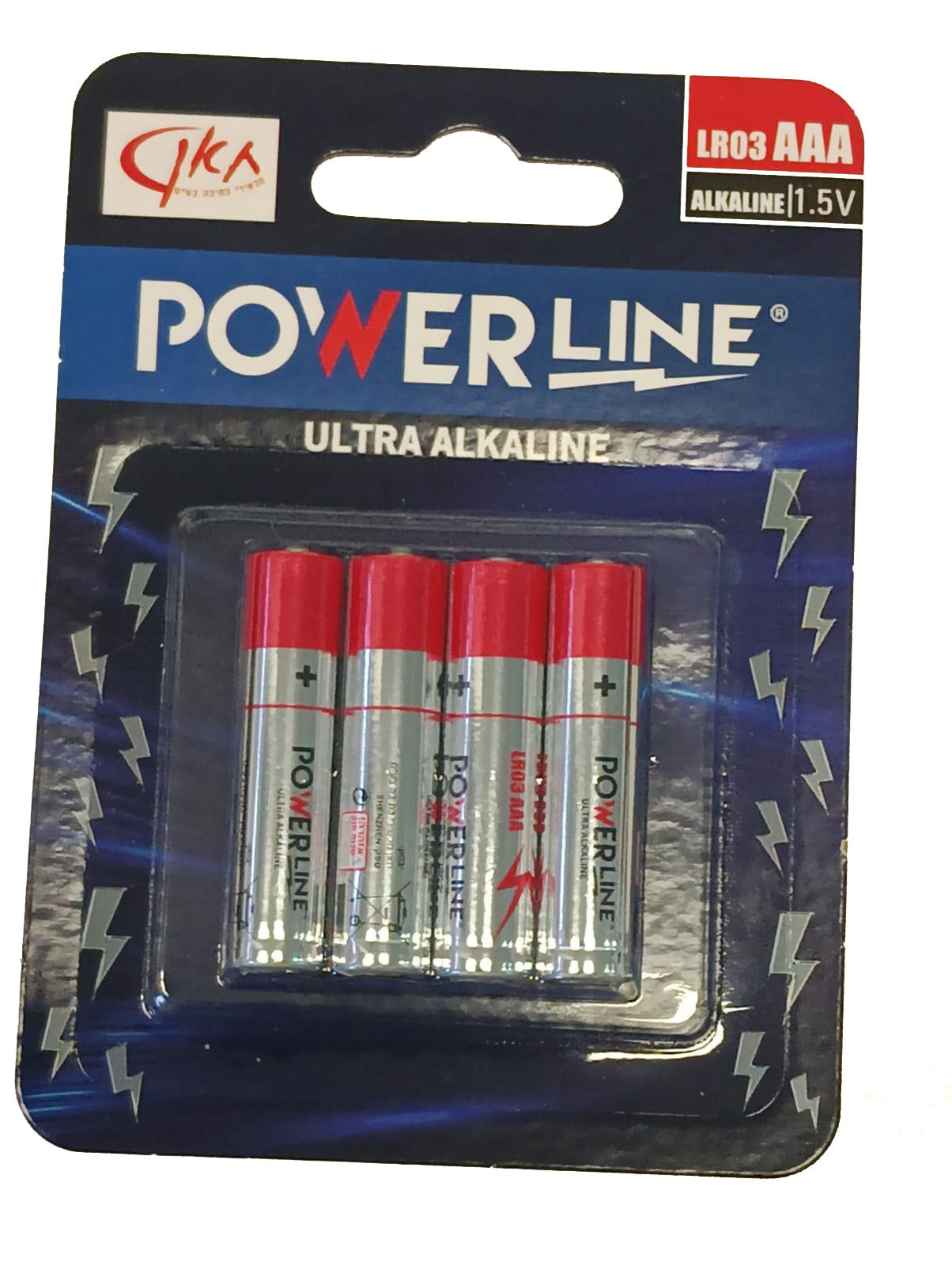 סט 4 סוללות אלקליין  AAA ארוז רביעיה בבליסטר POWER LINE