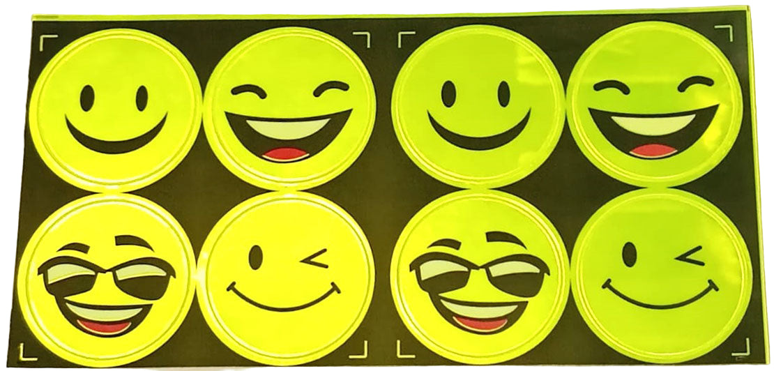 סט 8 מדבקות סמיילי זוהרות קוטר כ - 5 ס"מ