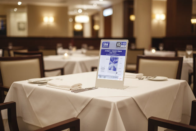 מעמד תצוגה שולחני A5 כולל תאורה וחיבור USB