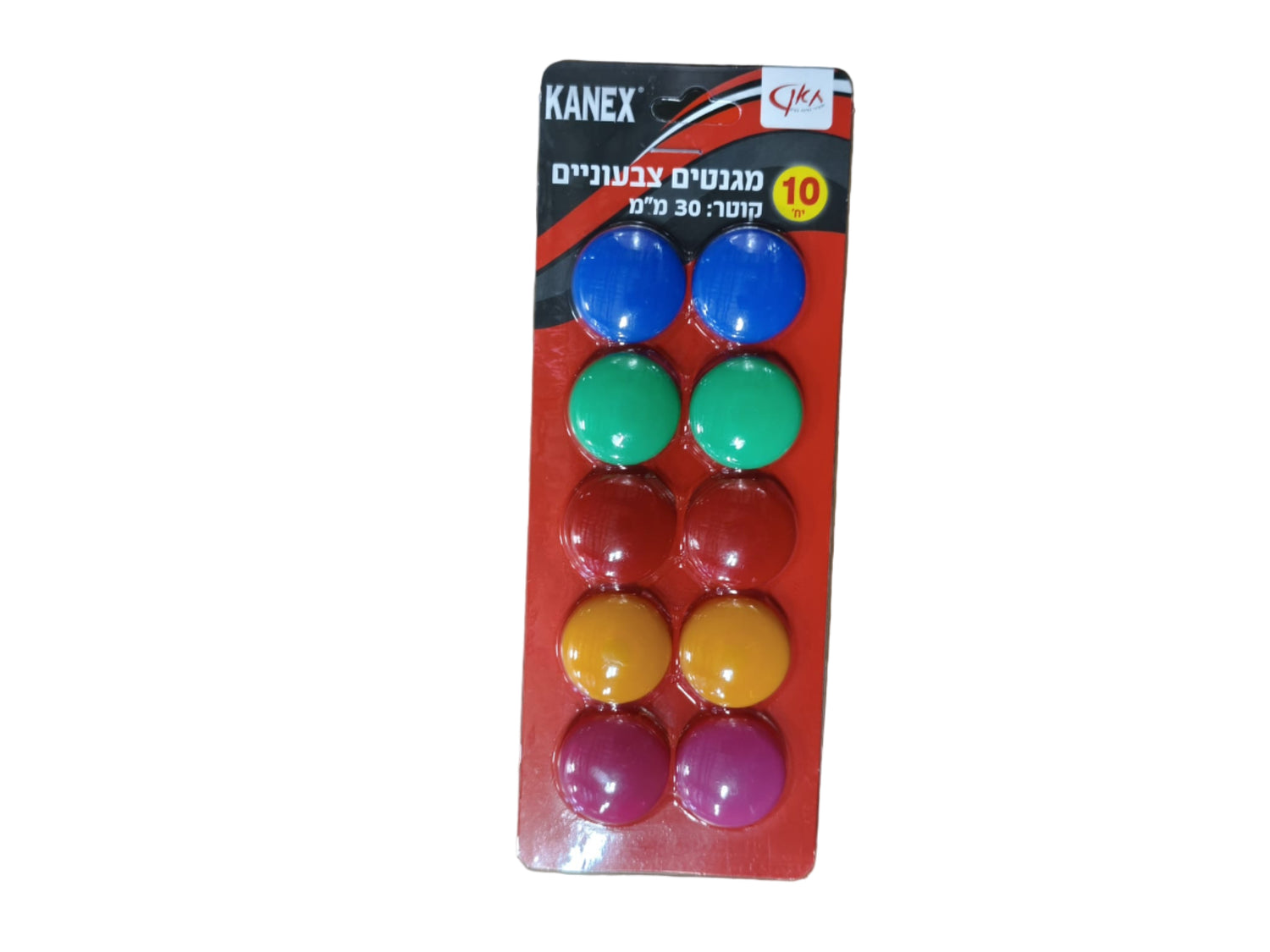 סט 10 מגנט עגול קוטר 30 מ``מ מעורב KANEX