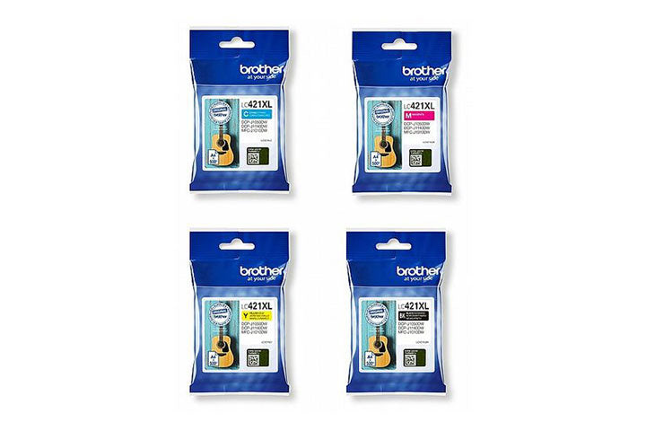 Set of 4 original BROTHER LC421XL ink cartridges
