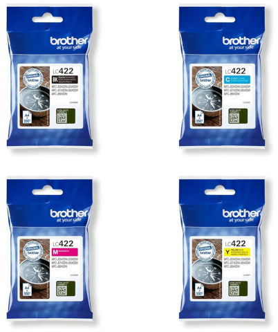 مجموعة من 4 خراطيش حبر Brother الأصلية LC422