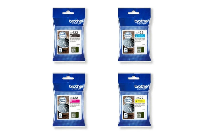 Set of 4 Brother Original LC422 Ink Cartridges