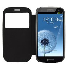 נרתיק עור Flip עם פתח חלון עבור Samsung Galaxy S III / i9300
