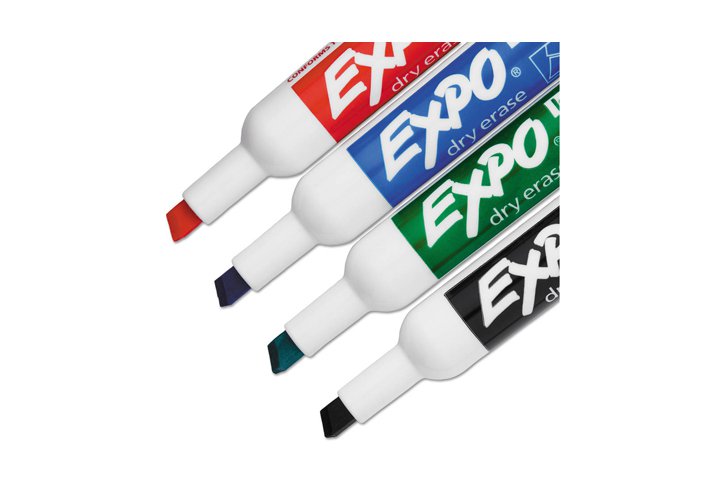 סט 6 טוש ראש קטום סימון ללוח מחיק EXPO + ספוג מחיקה