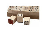 סט חותמות עשוי עץ - אותיות ABC ואת המספרים 0-9