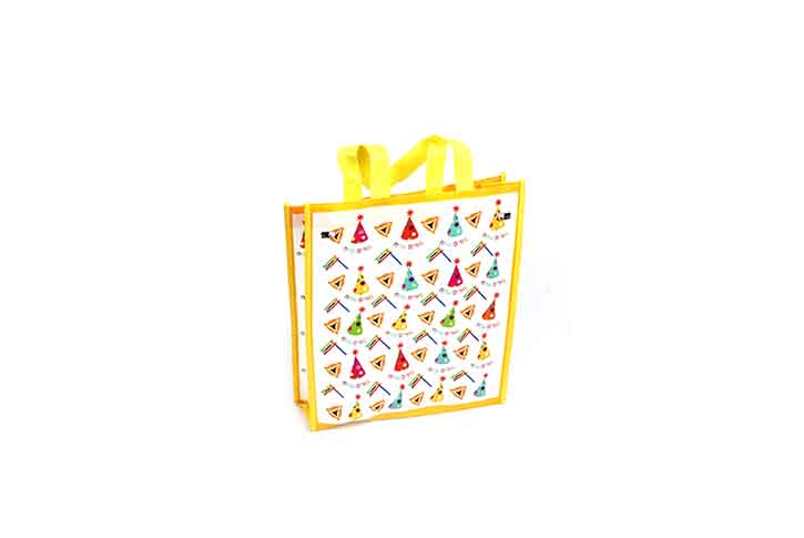 תיק ידיות לפורים מבריק וצבעוני 35X30 ס``מ