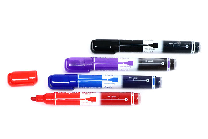 סט 4 טוש סימון נוזלי ללוח מחיק W-2127 ראש קטום