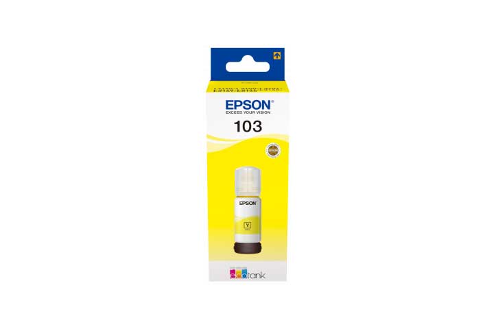 בקבוק דיו צהוב מקורי EPSON 103 Yellow ink bottle 65ml C13T00S44A אפסון
