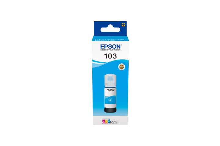 בקבוק דיו ציאן מקורי EPSON 103 Cyan ink bottle 65ml C13T00S24A אפסון