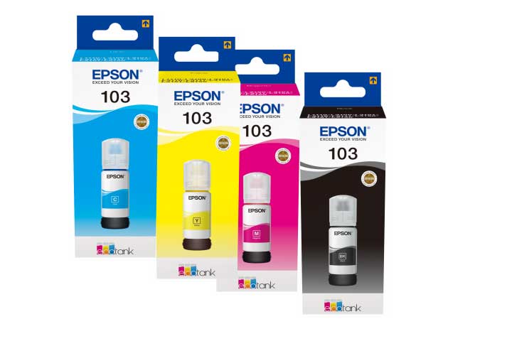 סט 4 בקבוקי דיו מקורי EPSON 103 Black ink bottle  אפסון