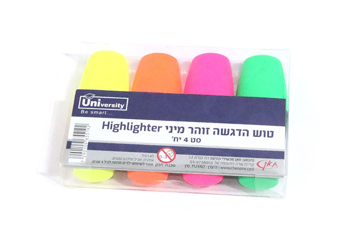 סט 4 מיני מרקרים UNIVERSITY