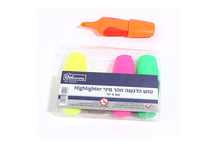 סט 4 מיני מרקרים UNIVERSITY