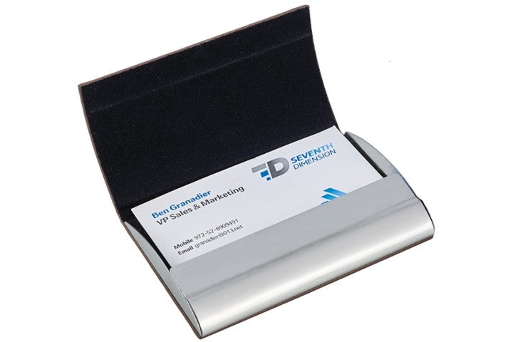 מארז כרטיסי ביקור דמוי עור בשילוב מתכת