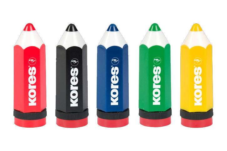 מחדד KORES מעוצב בצורת עיפרון עם מיכל איסוף