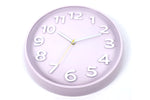 שעון קיר קוטר כ 34 ס``מ - מנגנון שקט - מסגרת סגול לילך