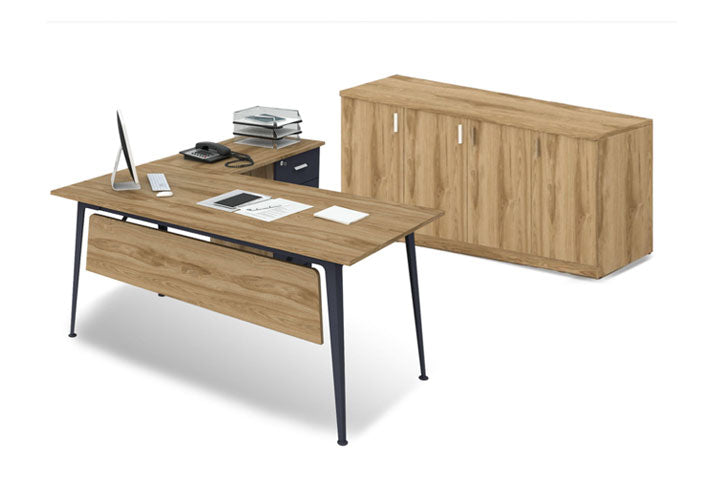 סט שולחן משרדי LEMAS + כוננית 4 דלתות UD