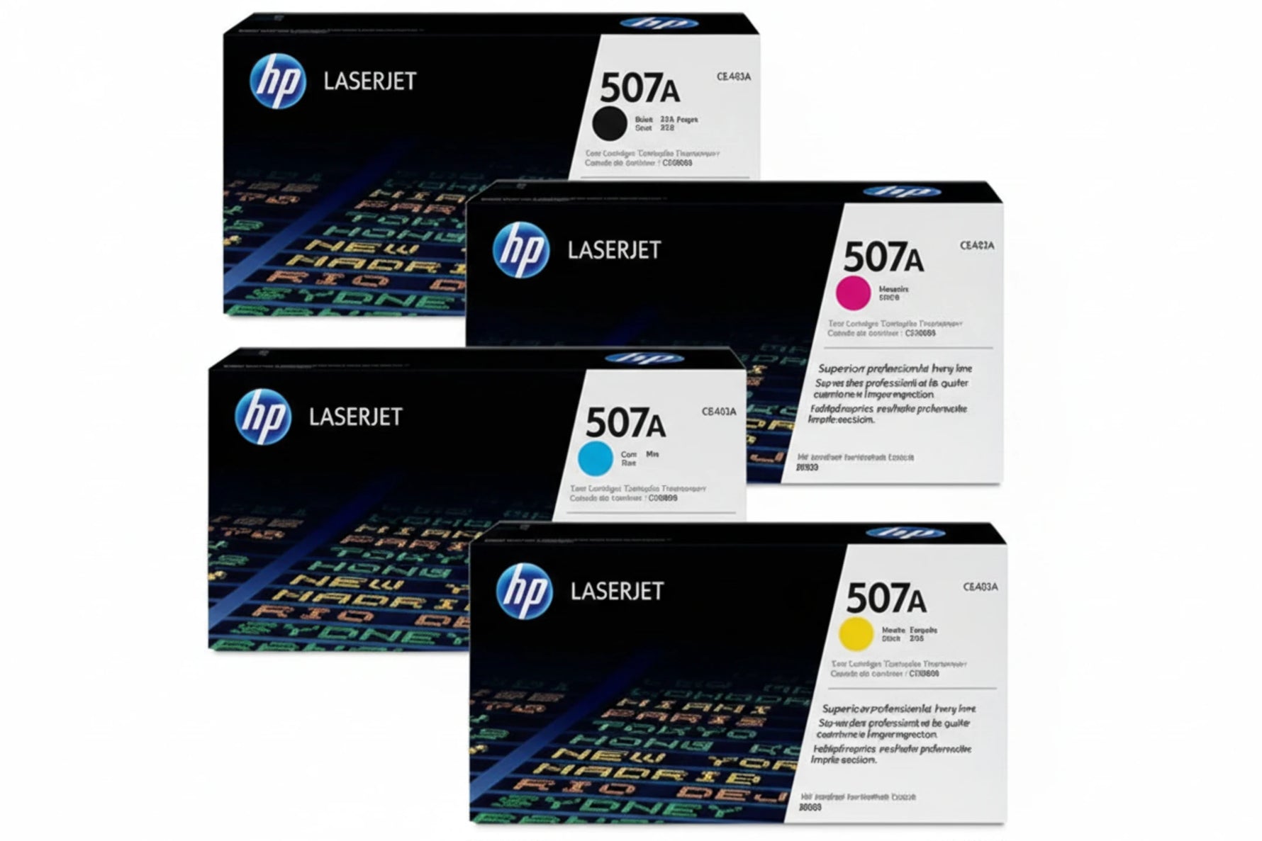 סט ארבע טונרים מקוריים HP507 CE400A-1-2-3