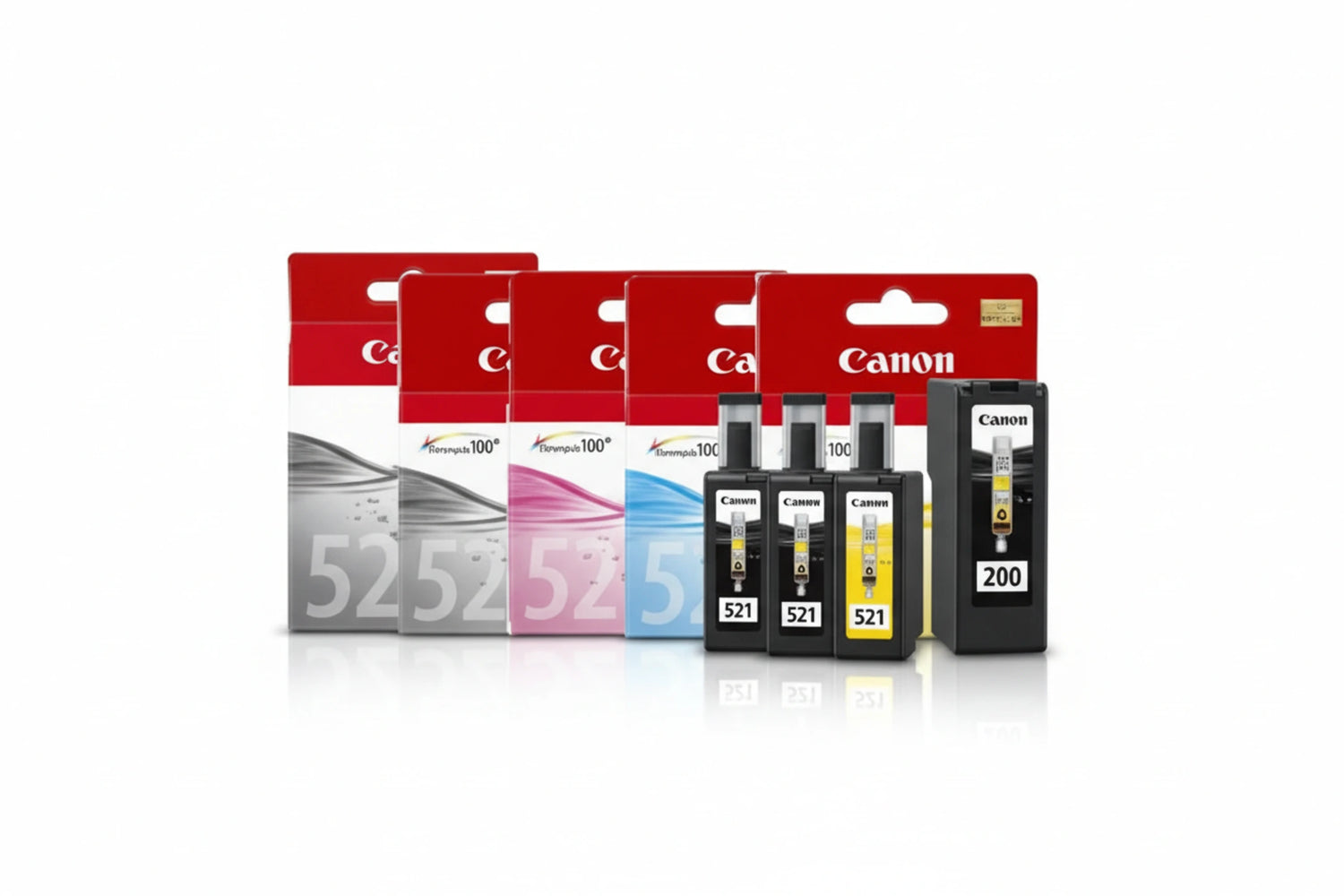 סט מקורי ראשי דיו קנון - CANON CLI521C/Y/M/BK + PGI520