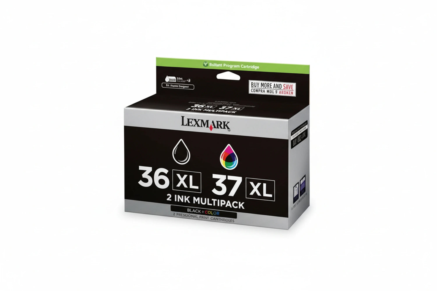 זוג ראשי דיו שחור+צבע מקורי 18C2180E+18C2170E-Lexmark 36XL+37XL