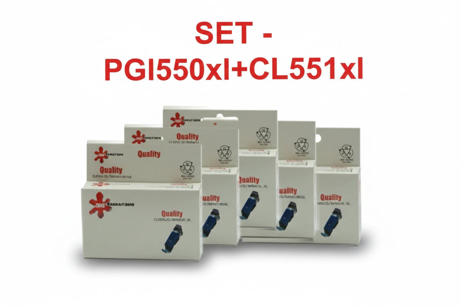 סט 5 ראשי דיו תואמים גדולים CANON CLI551C/M/Y/BKXL +PGI550BKXL