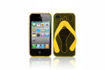 כיסוי מגן בסגנון נעל אצבע עבור iPhone 4-צהוב